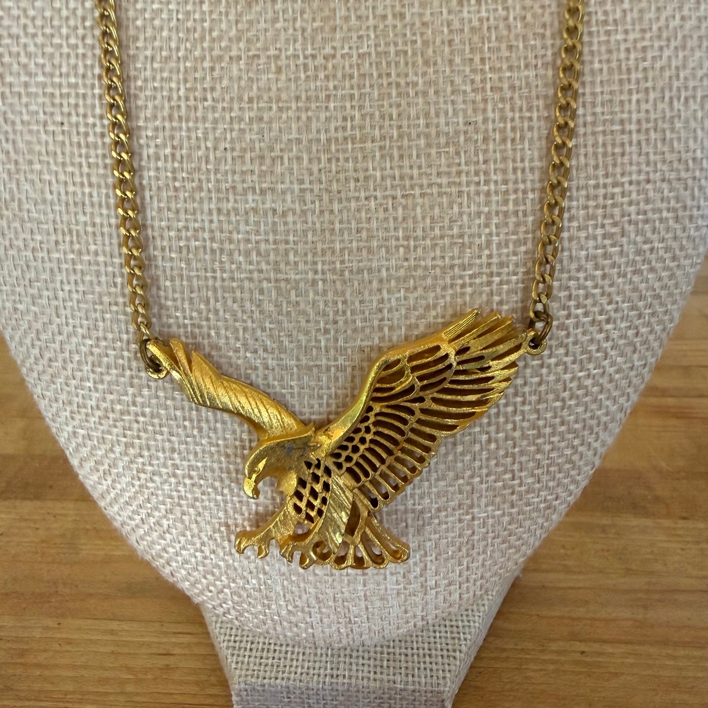 Goldtone 1980's Flying Eagle Necklace