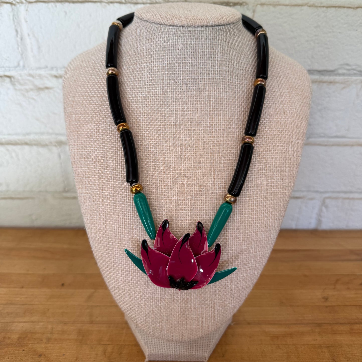 Vintage Korean Statement Lotus Flower Necklace