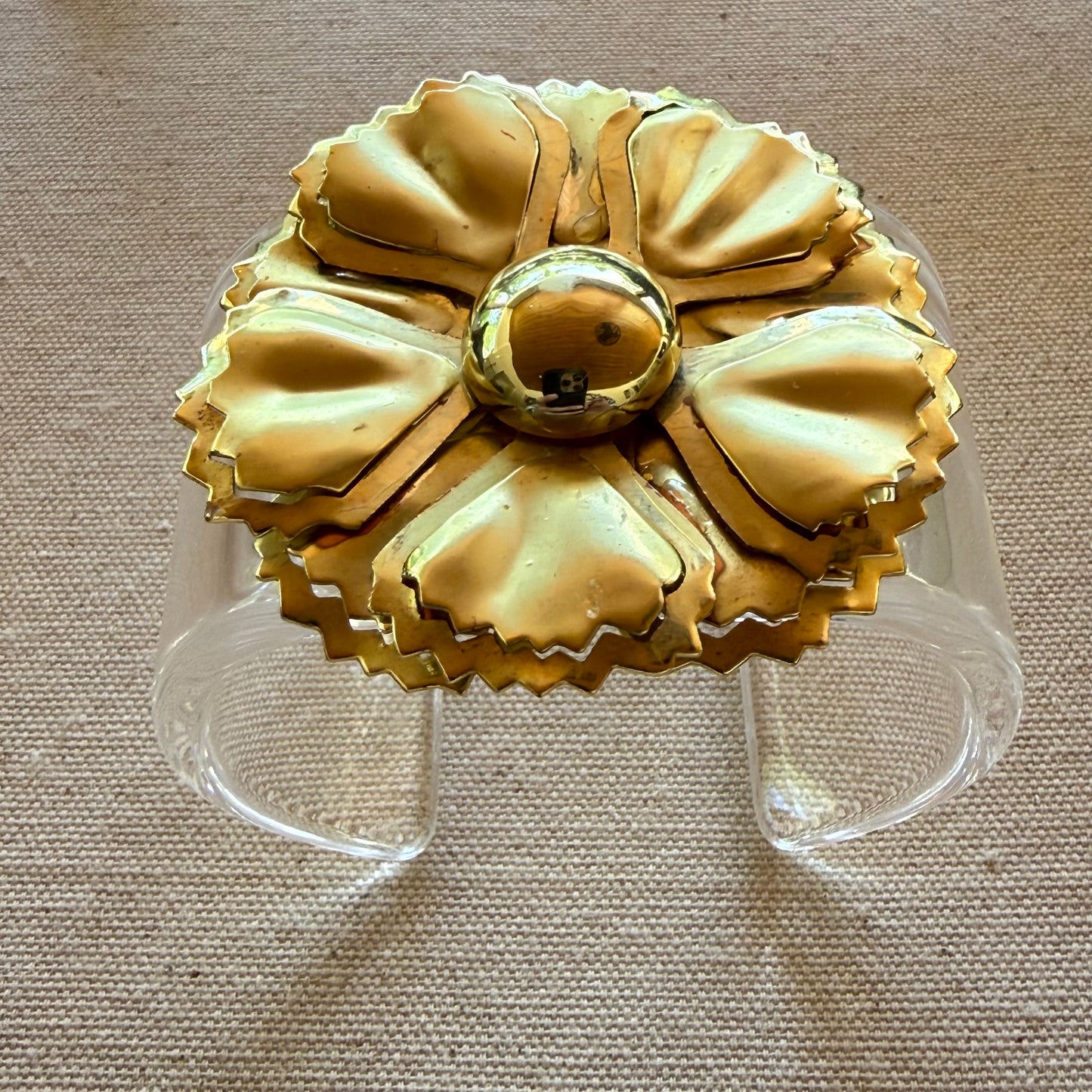 Brushed Gold Statement Flower Wide Acrylic Cuff (OSFM)