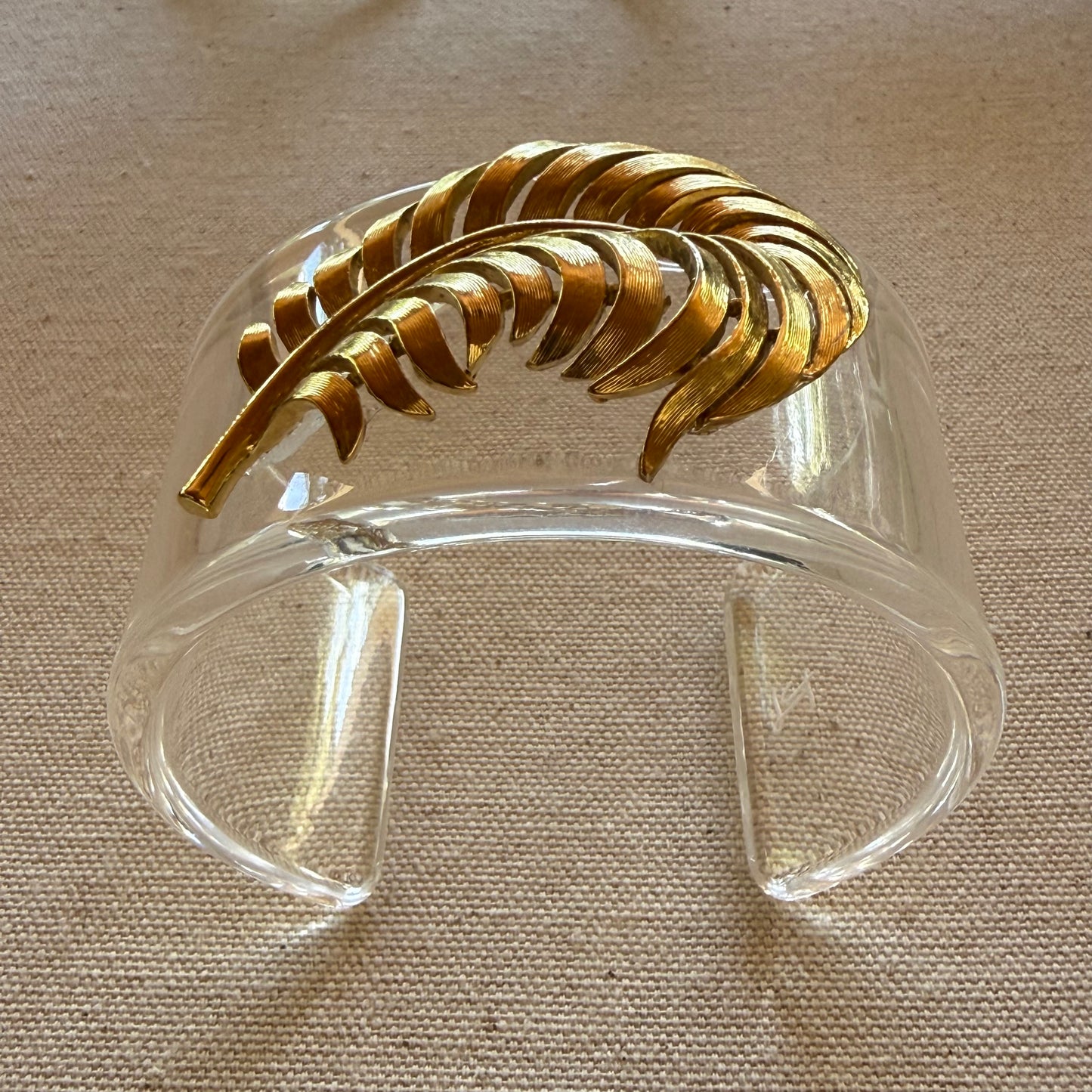Golden Palm Leaf Wide Acrylic Cuff (OSFM)