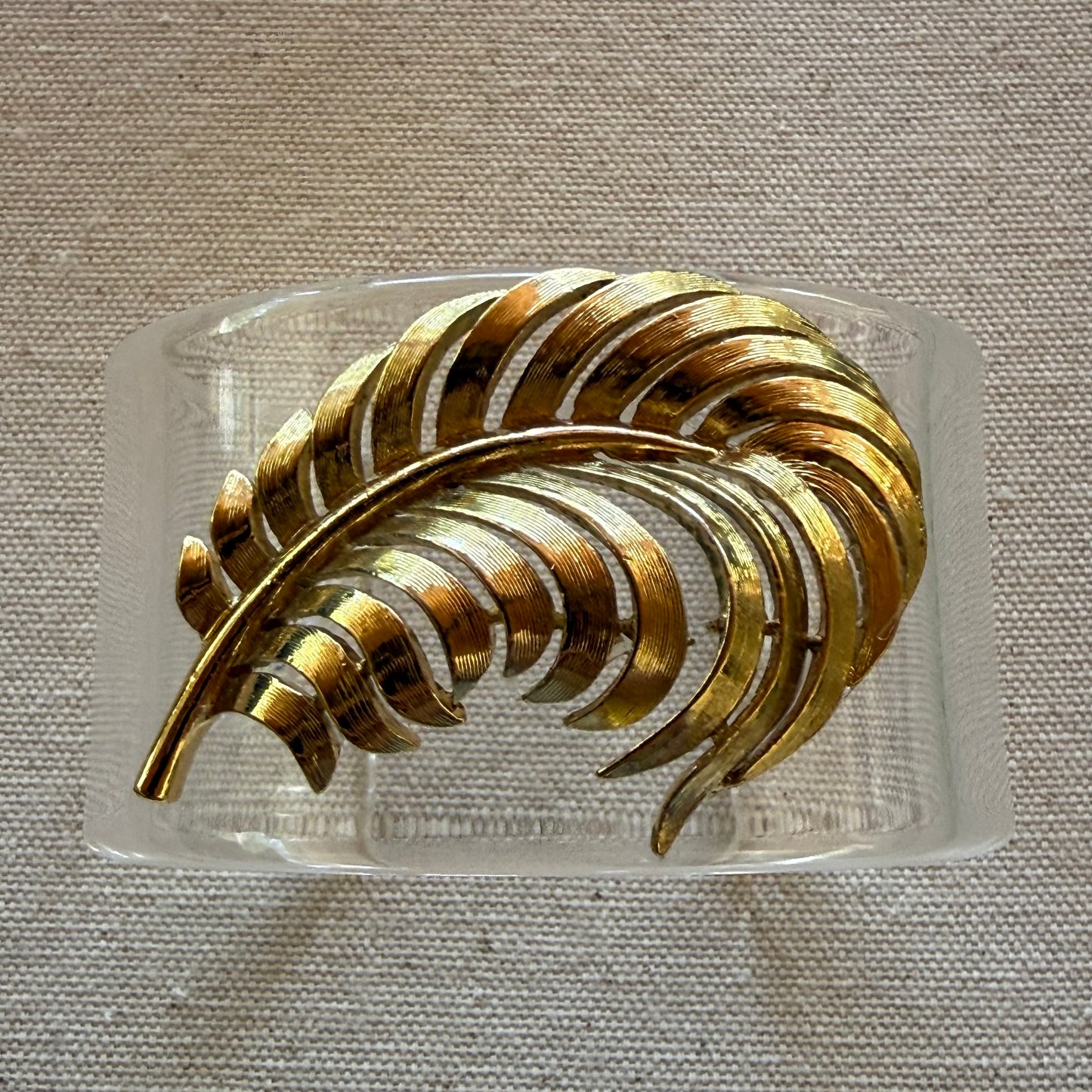 Golden Palm Leaf Wide Acrylic Cuff (OSFM)