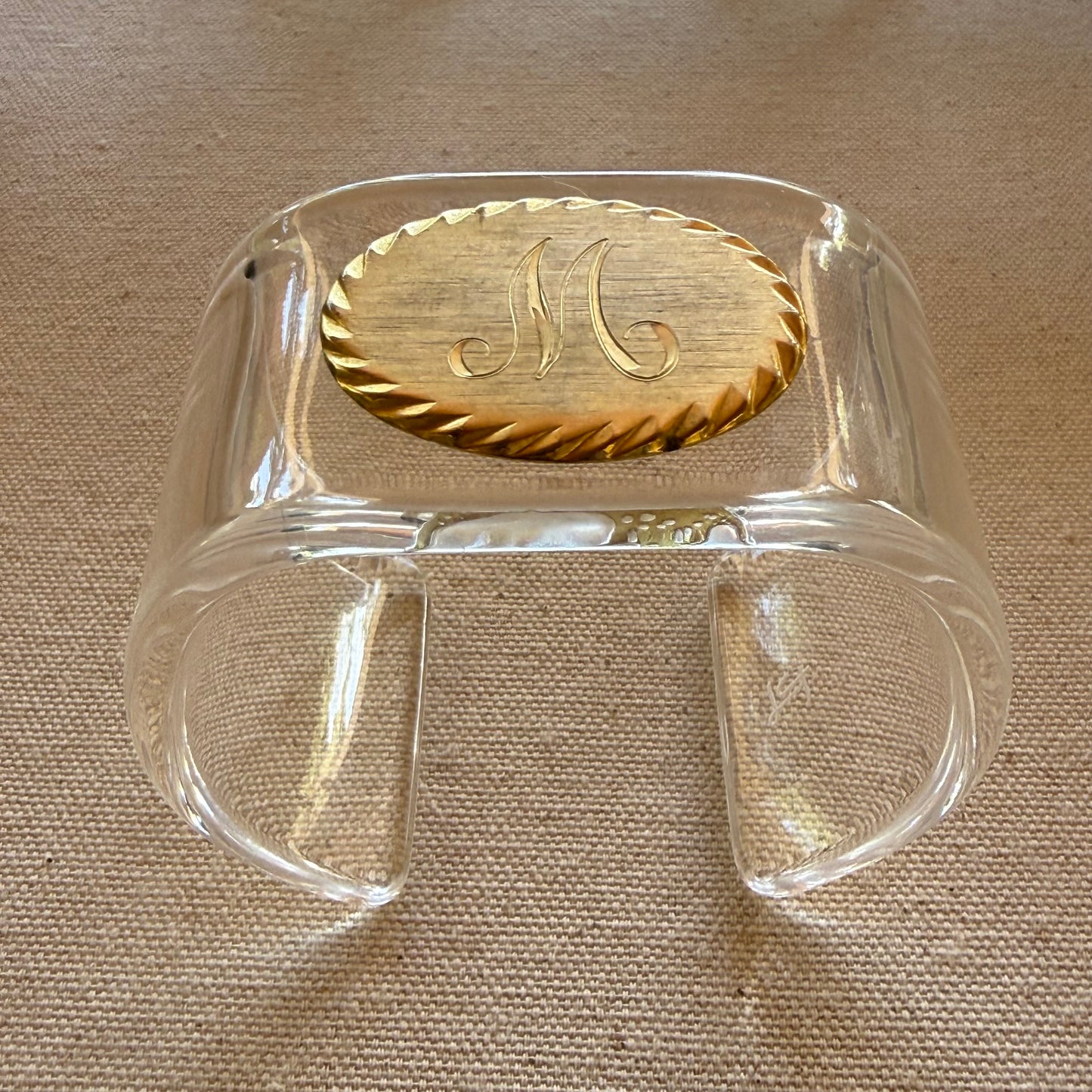 Goldtone Scalloped "M" Wide Acrylic Cuff - Made to Order