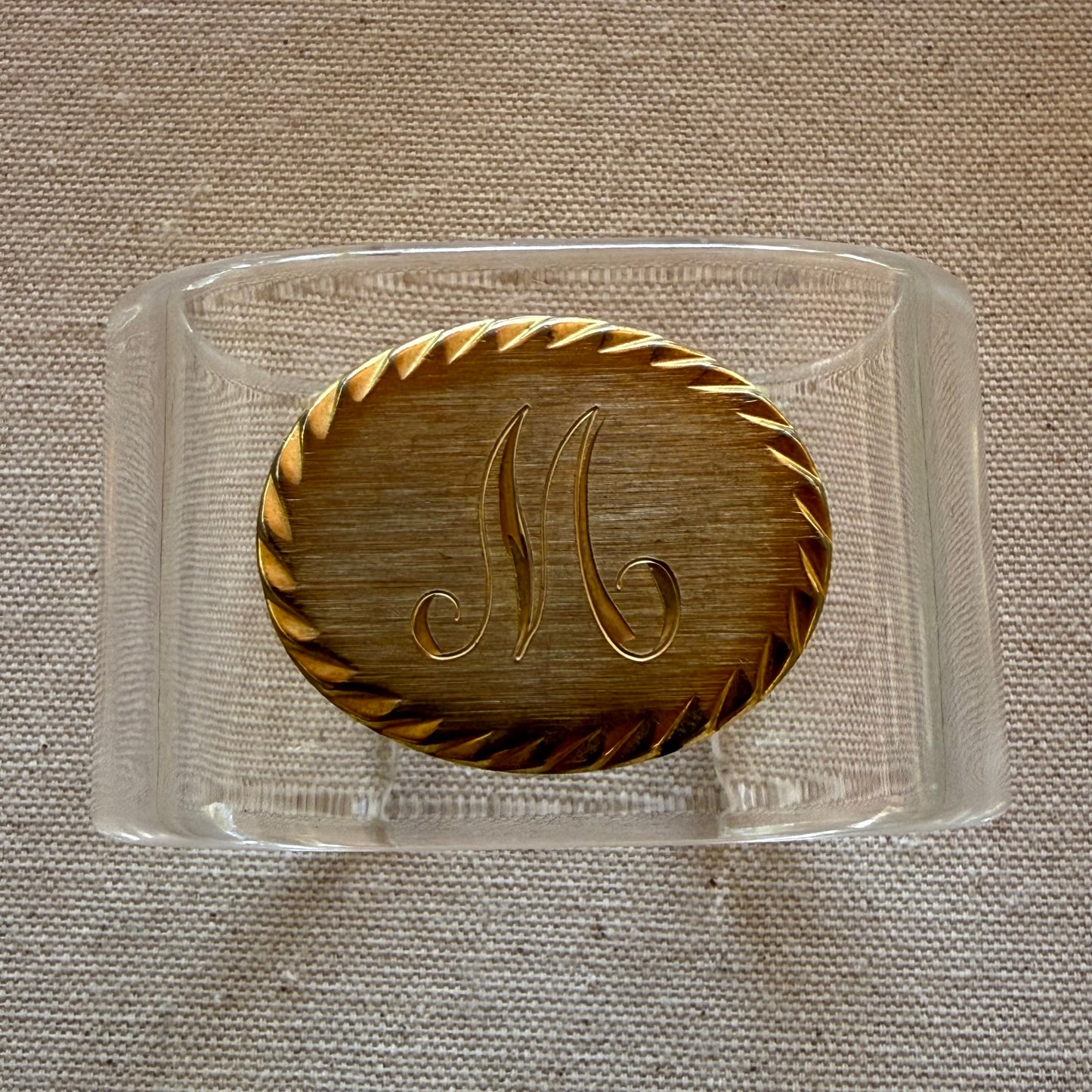 Goldtone Scalloped "M" Wide Acrylic Cuff - Made to Order