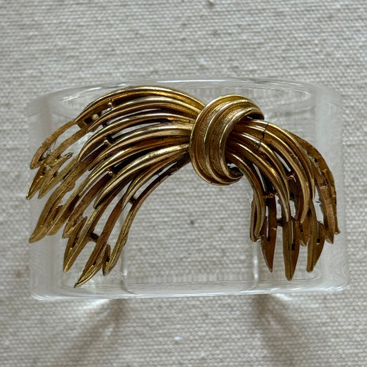 Goldtone Strands Wide Acrylic Cuff (SM)