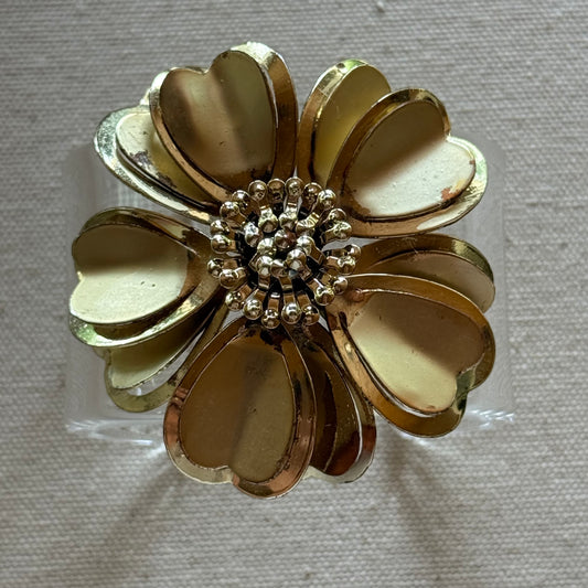 Statement Heart Petal Flower Wide Acrylic Cuff (SM)