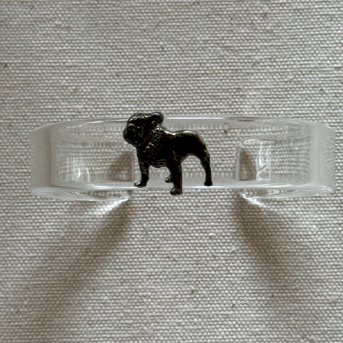 Aged Brass Bulldog Narrow Acrylic Cuff (OSFM)