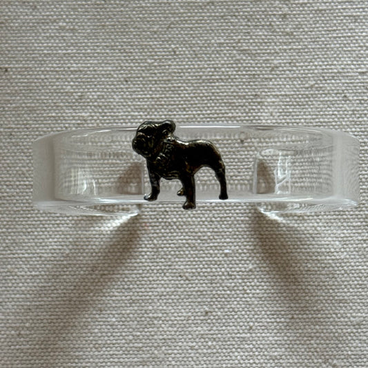 Aged Brass Bulldog Narrow Acrylic Cuff (OSFM)