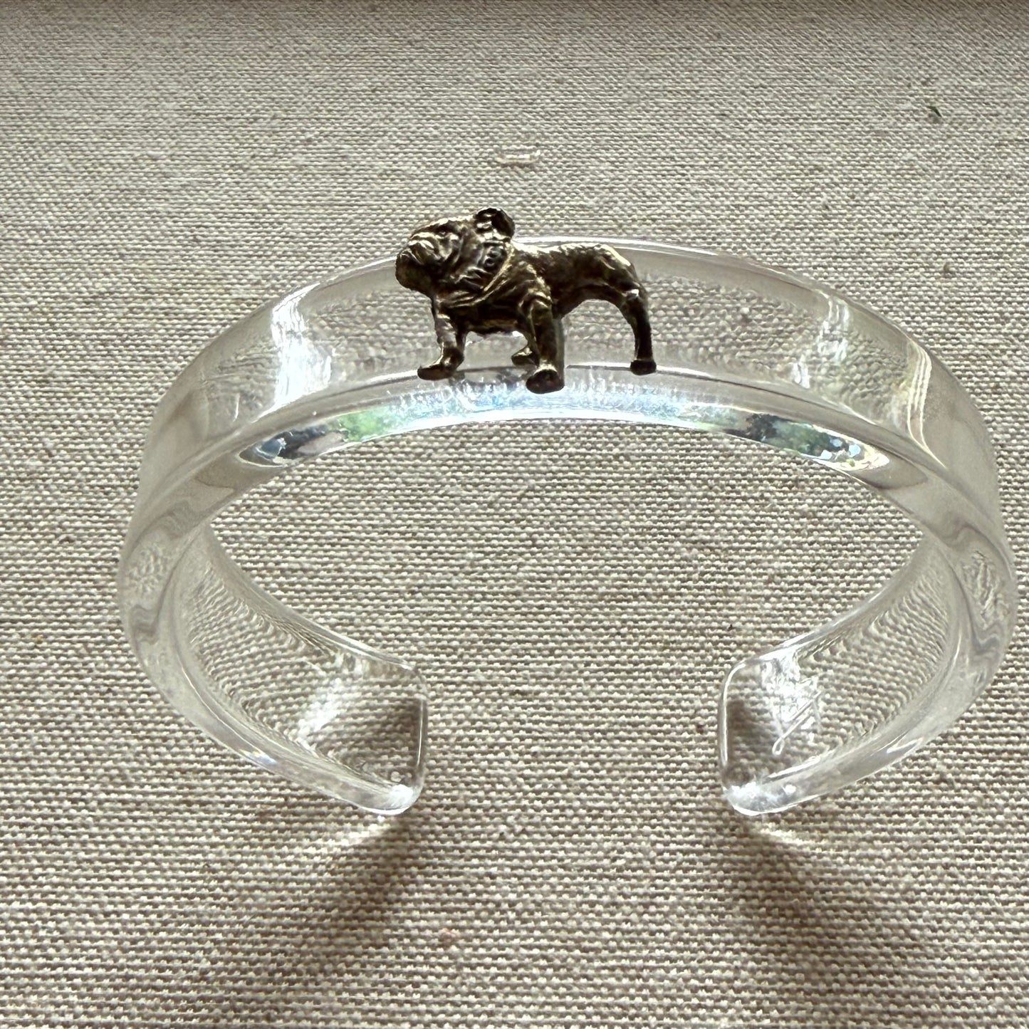 Aged Brass Bulldog Narrow Acrylic Cuff (OSFM)