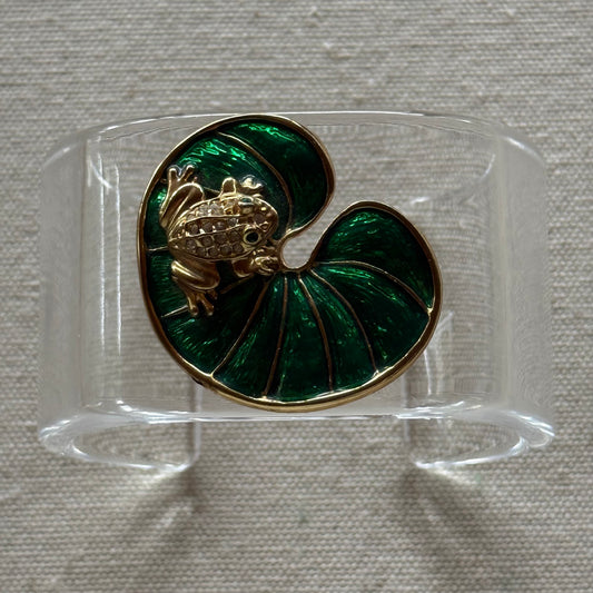Frog on Lilly Pad Acrylic Cuff Wide Acrylic Cuff (LG)