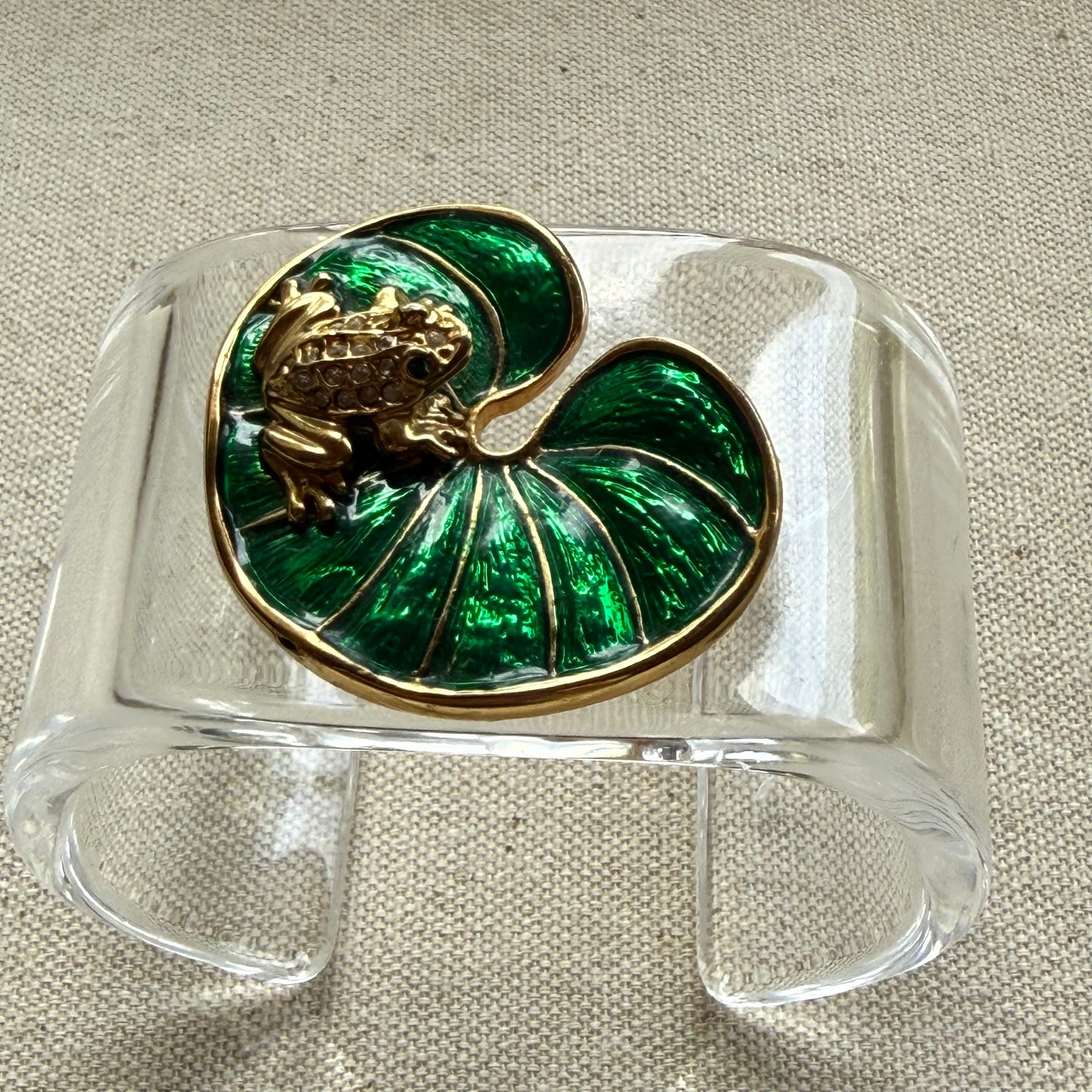 Frog on Lilly Pad Acrylic Cuff Wide Acrylic Cuff (LG)