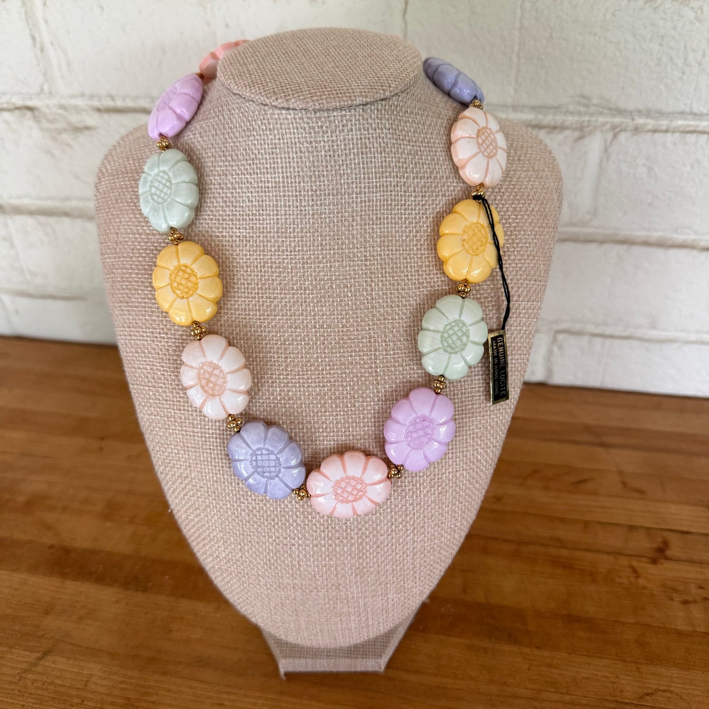 Chunky Floral Pastel Lucite Necklace