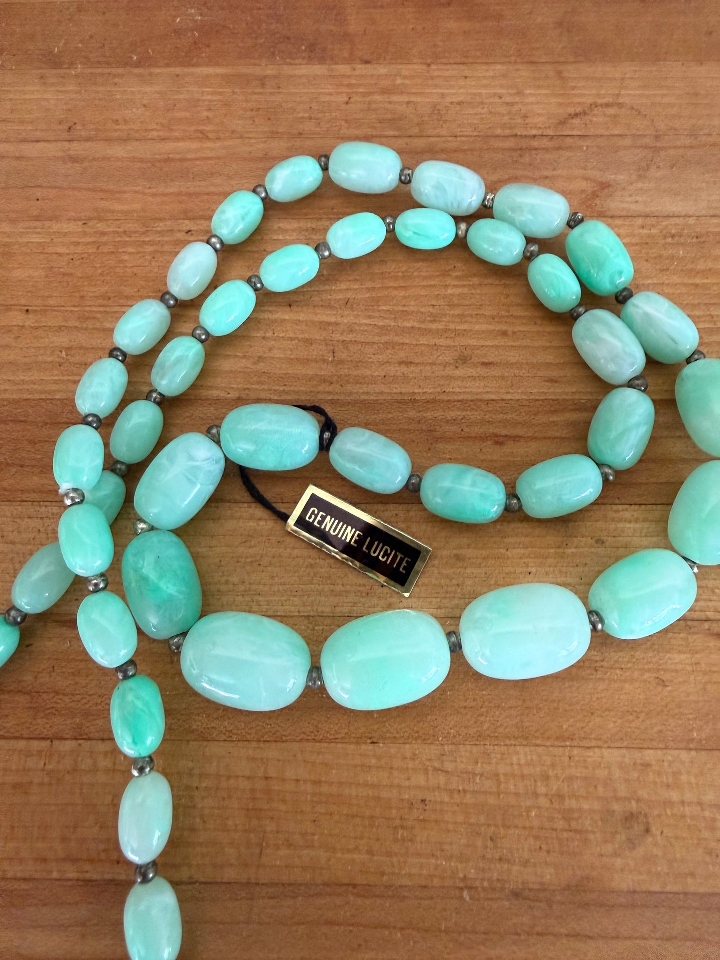 27.5" Graduated Lucite Necklace (Mint and Periwinkle)