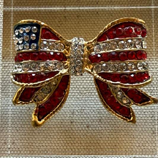 Rhinestone American USA Bow Acrylic Cube