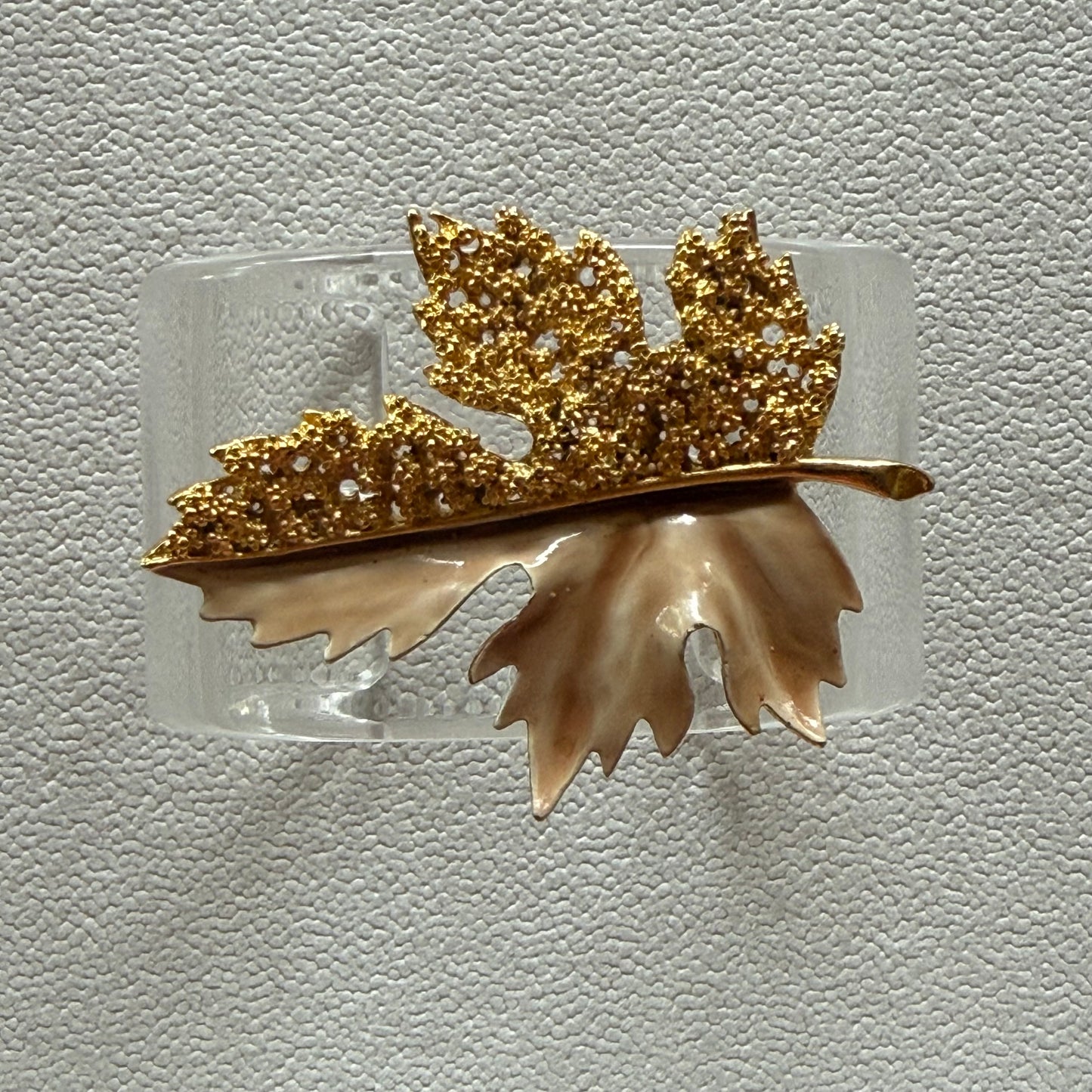 Blushing Golden Maple Leaf Wide Acrylic Cuff (LG)