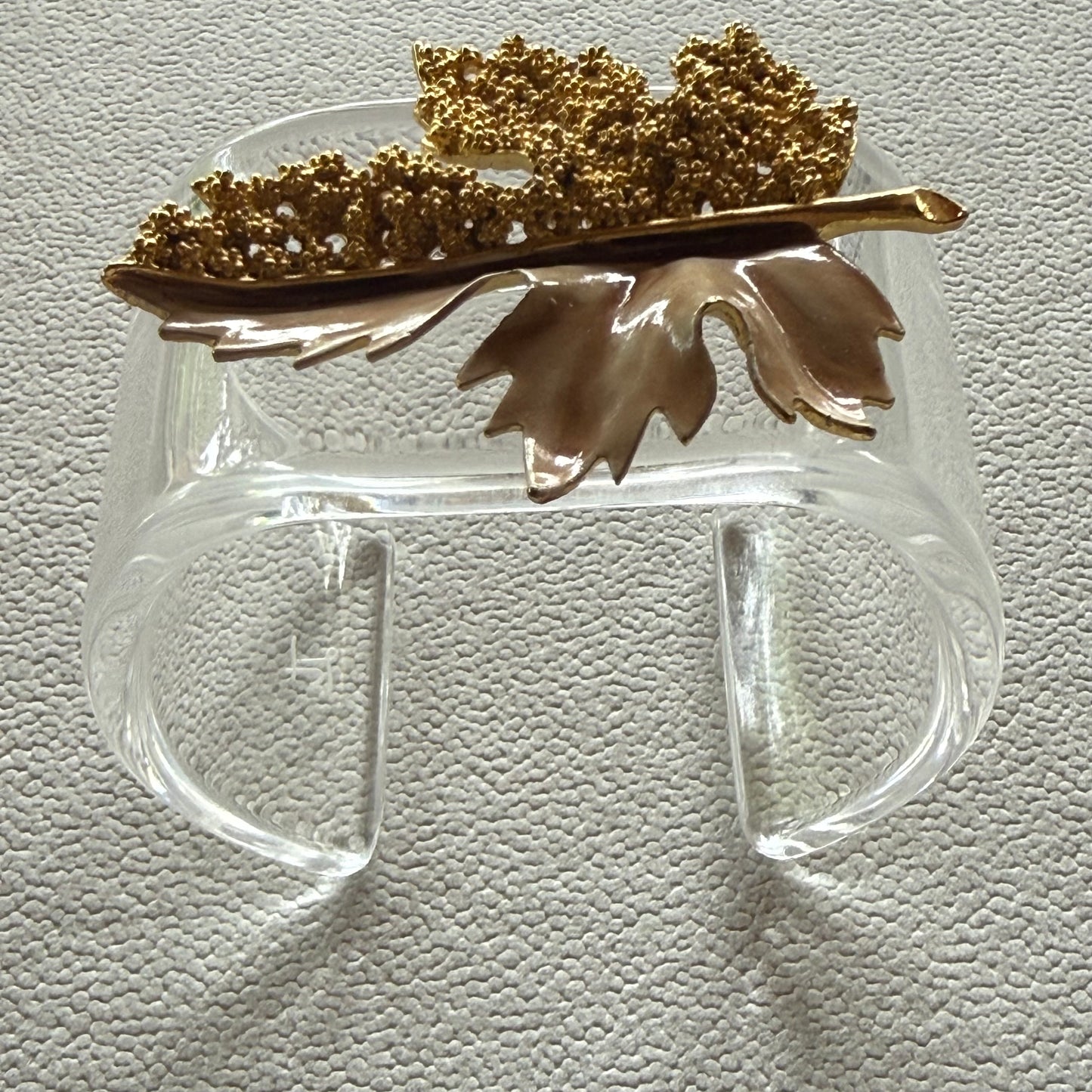 Blushing Golden Maple Leaf Wide Acrylic Cuff (LG)