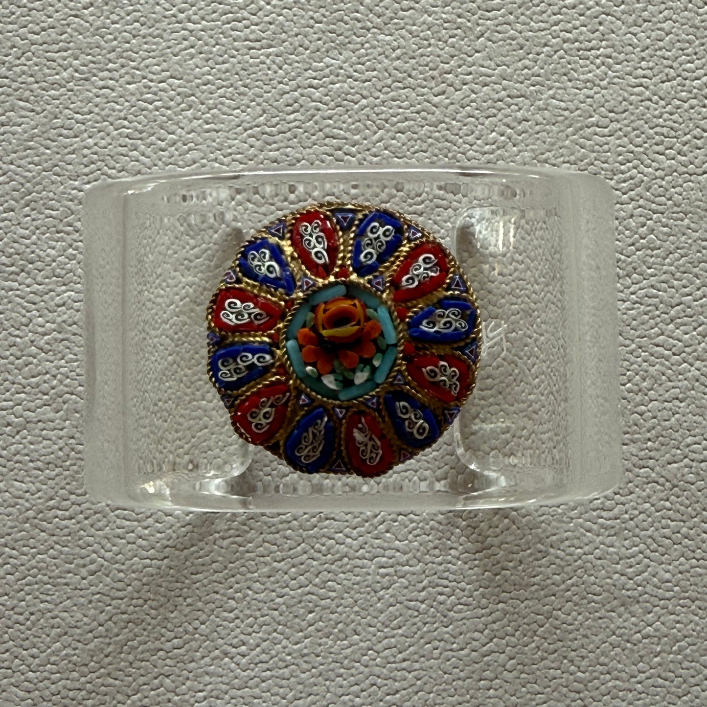 Red, White, Blue Italian Micro Mosaic Wide Acrylic Cuff (OSFM)