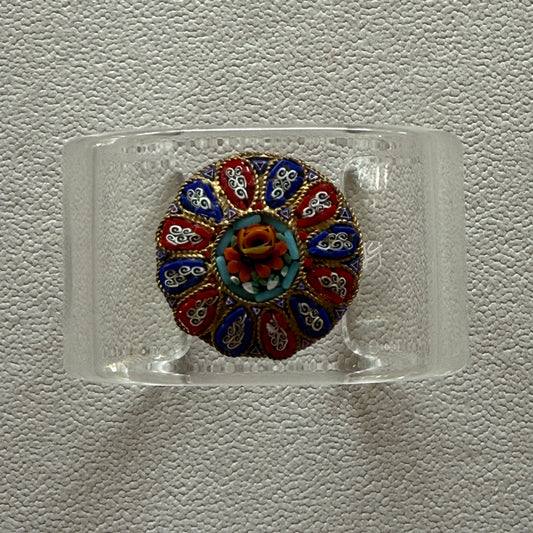 Red, White, Blue Italian Micro Mosaic Wide Acrylic Cuff (OSFM)