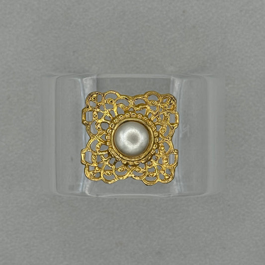 Golden Lace Wide Acrylic Cuff (PETITE)