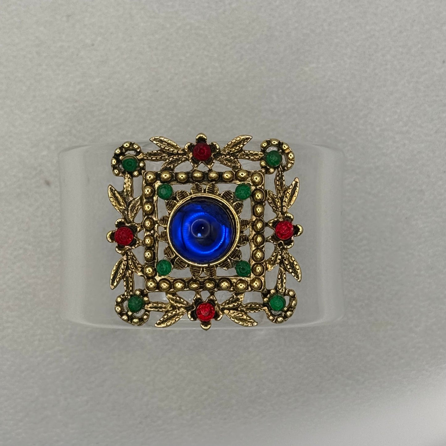 Cobalt Talisman Wide Acrylic Cuff (PETITE)