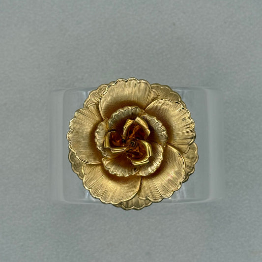 Golden Camelia Wide Acrylic Cuff (PETITE)