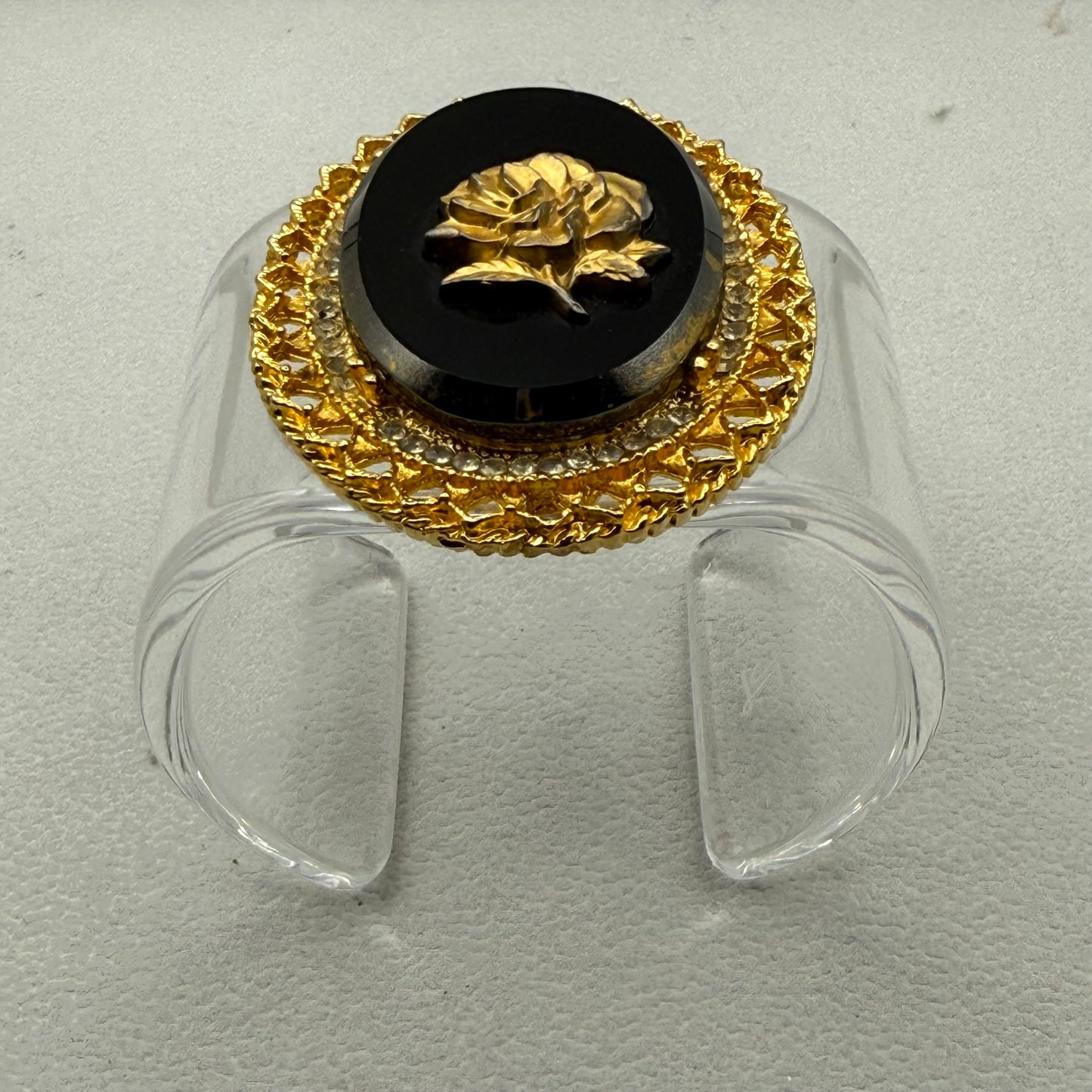 Onyx Cameo Rose Wide Acrylic Cuff (SM)