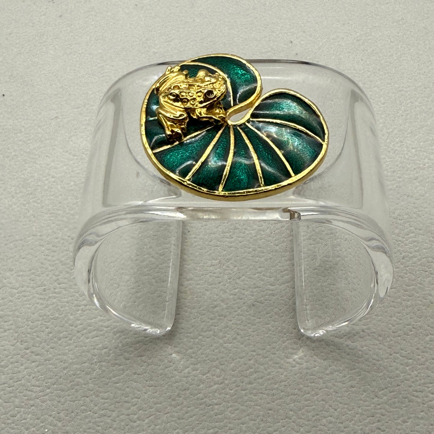 Frog on Lilly Pad Wide Acrylic Cuff (PETITE)
