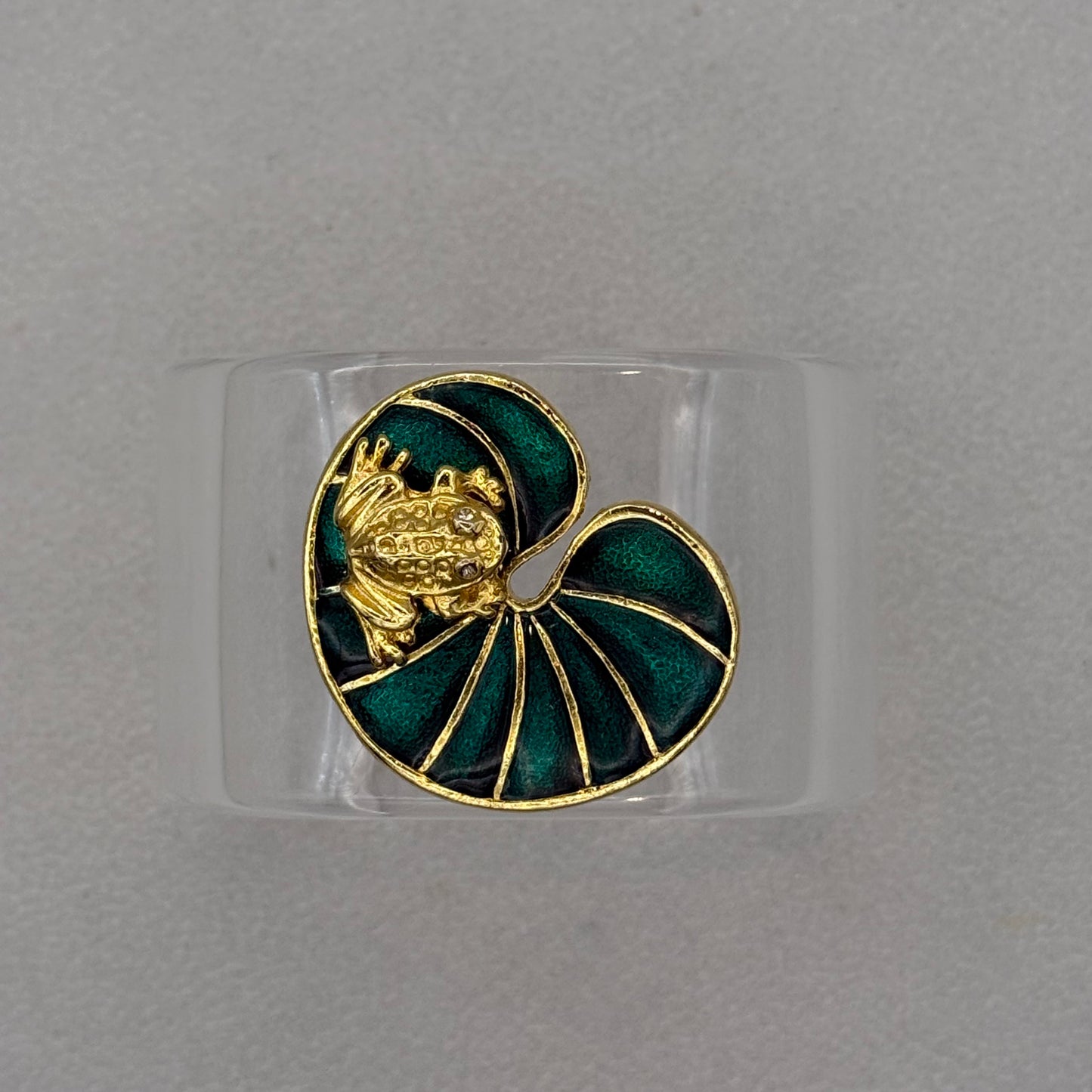 Frog on Lilly Pad Wide Acrylic Cuff (PETITE)