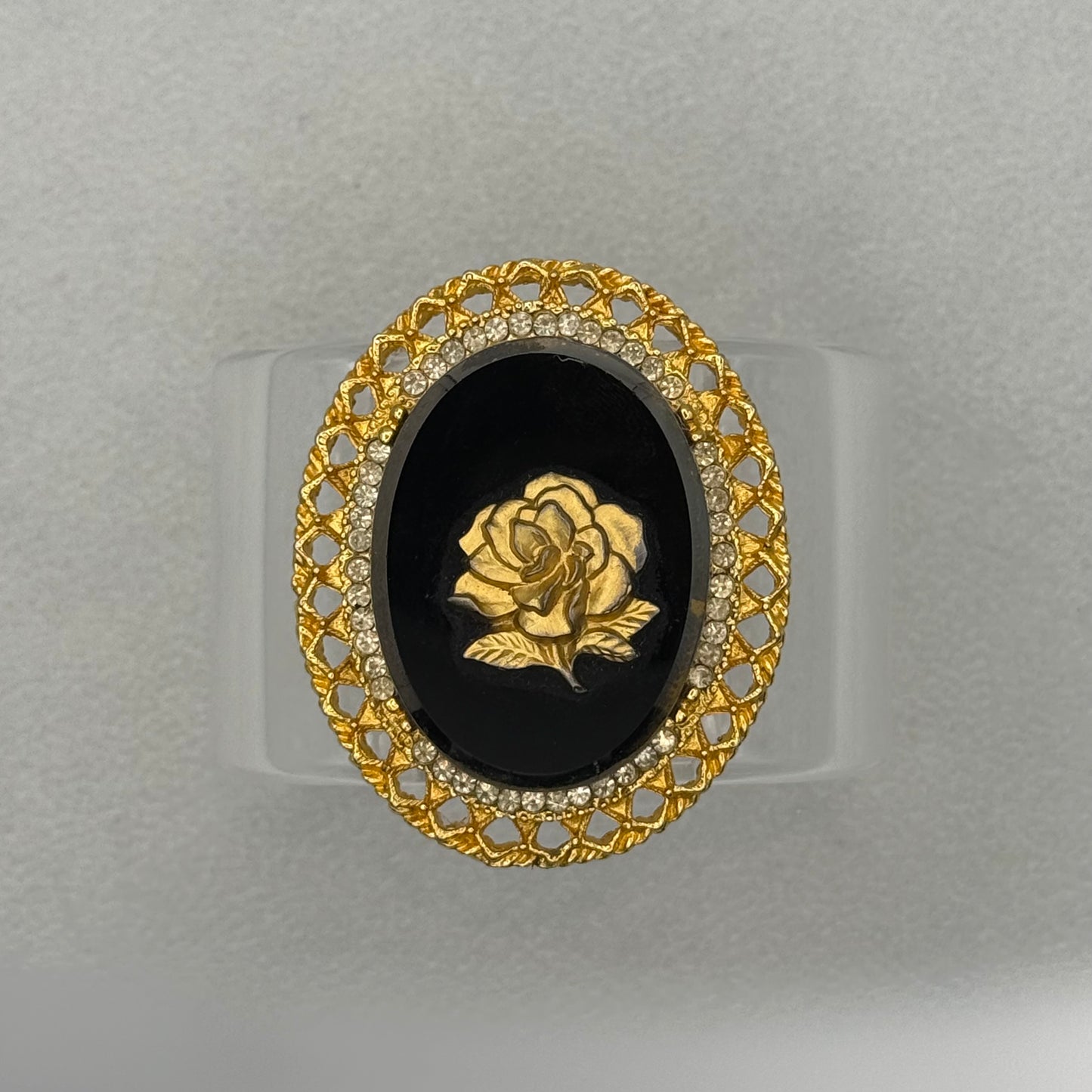 Onyx Cameo Rose Wide Acrylic Cuff (SM)