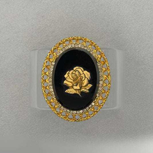 Onyx Cameo Rose Wide Acrylic Cuff (SM)