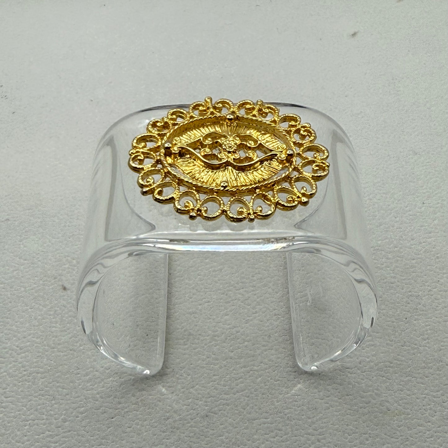 Gilded Scrollwork Wide Acrylic Cuff (SM)