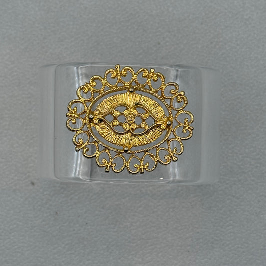 Gilded Scrollwork Wide Acrylic Cuff (SM)