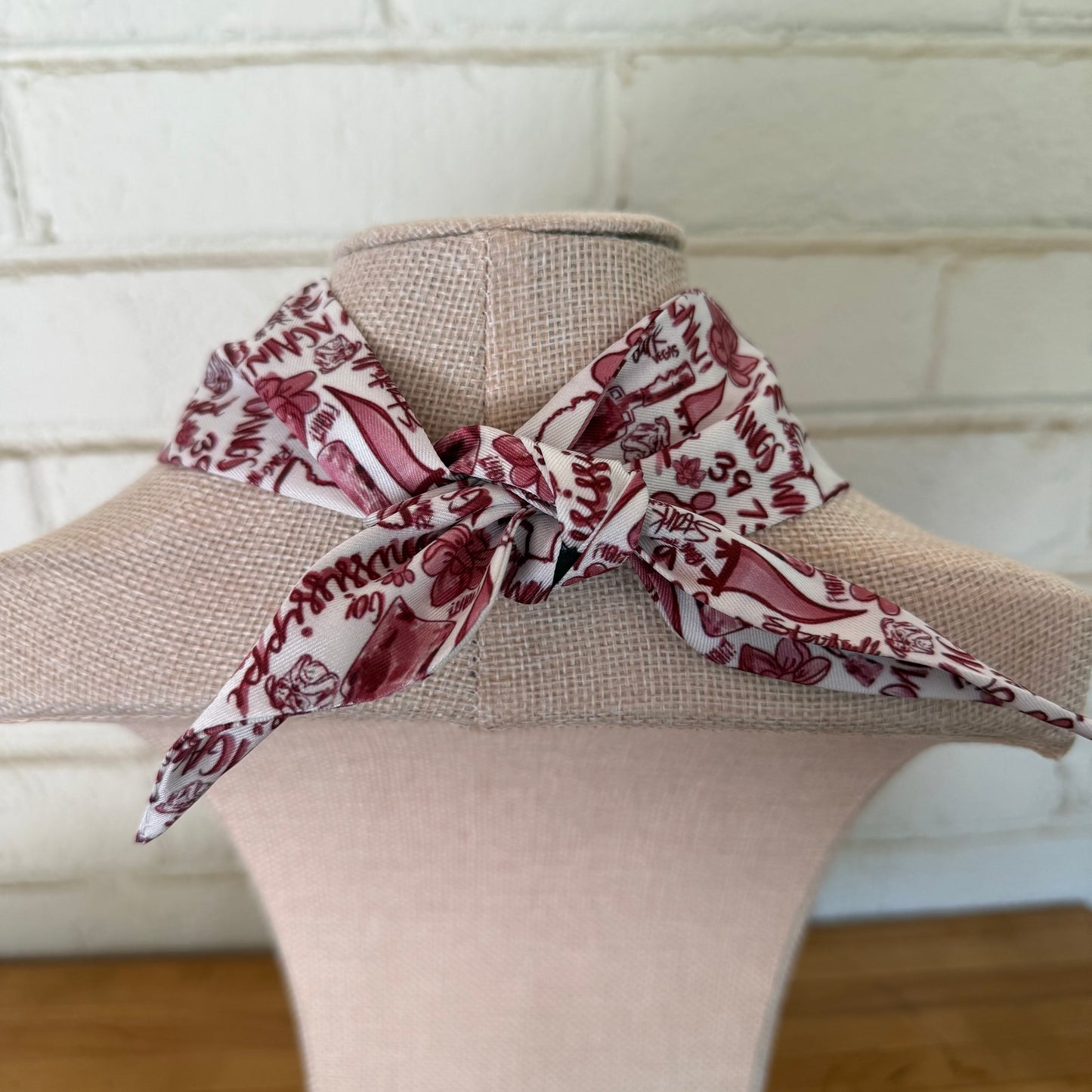 Starkville Tailgate Scarf with Vintage Gem - Pearl