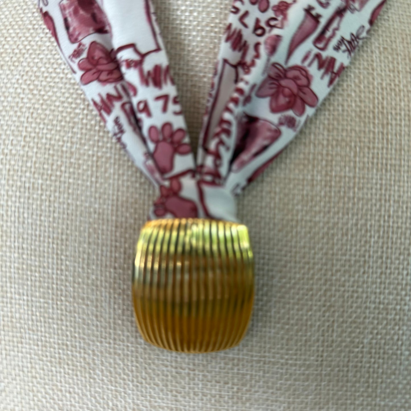 Starkville Tailgate Scarf with Vintage Gem - Ribbed Gold Barrel