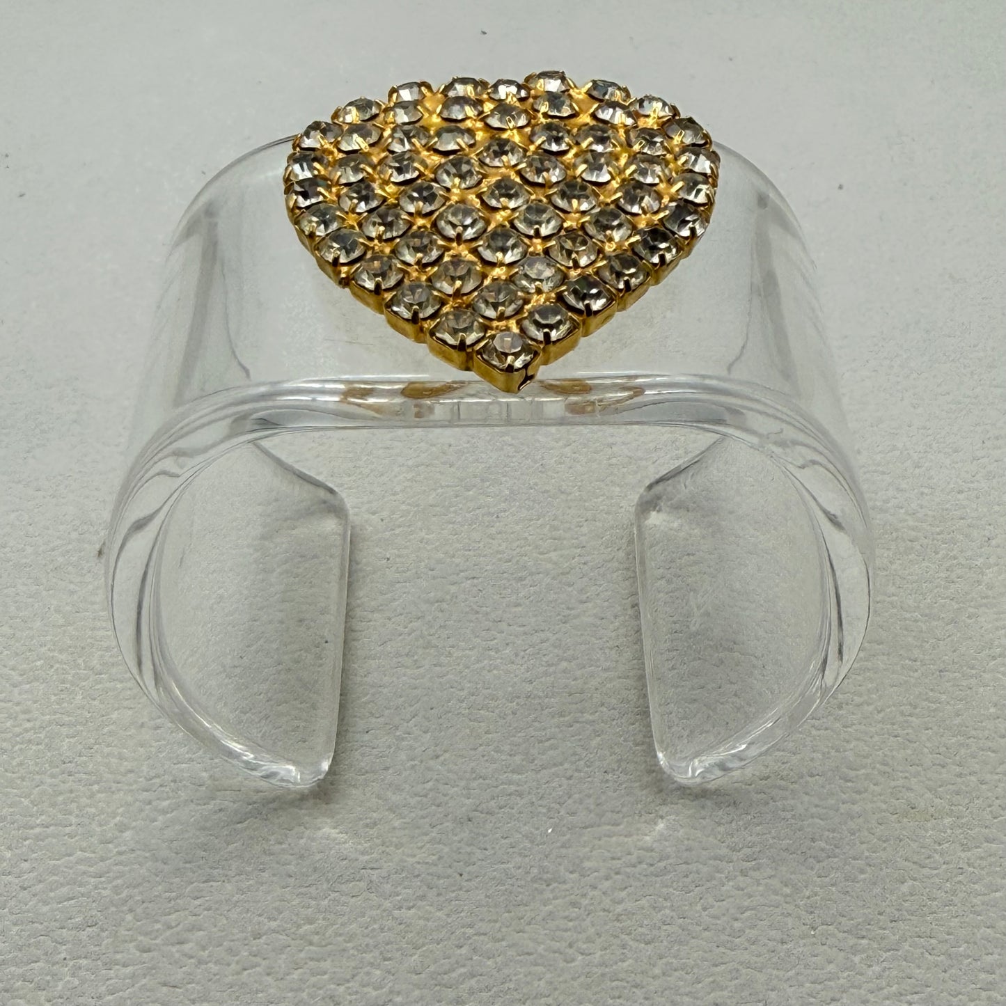 Crystal Heart Wide Acrylic Cuff (MD)