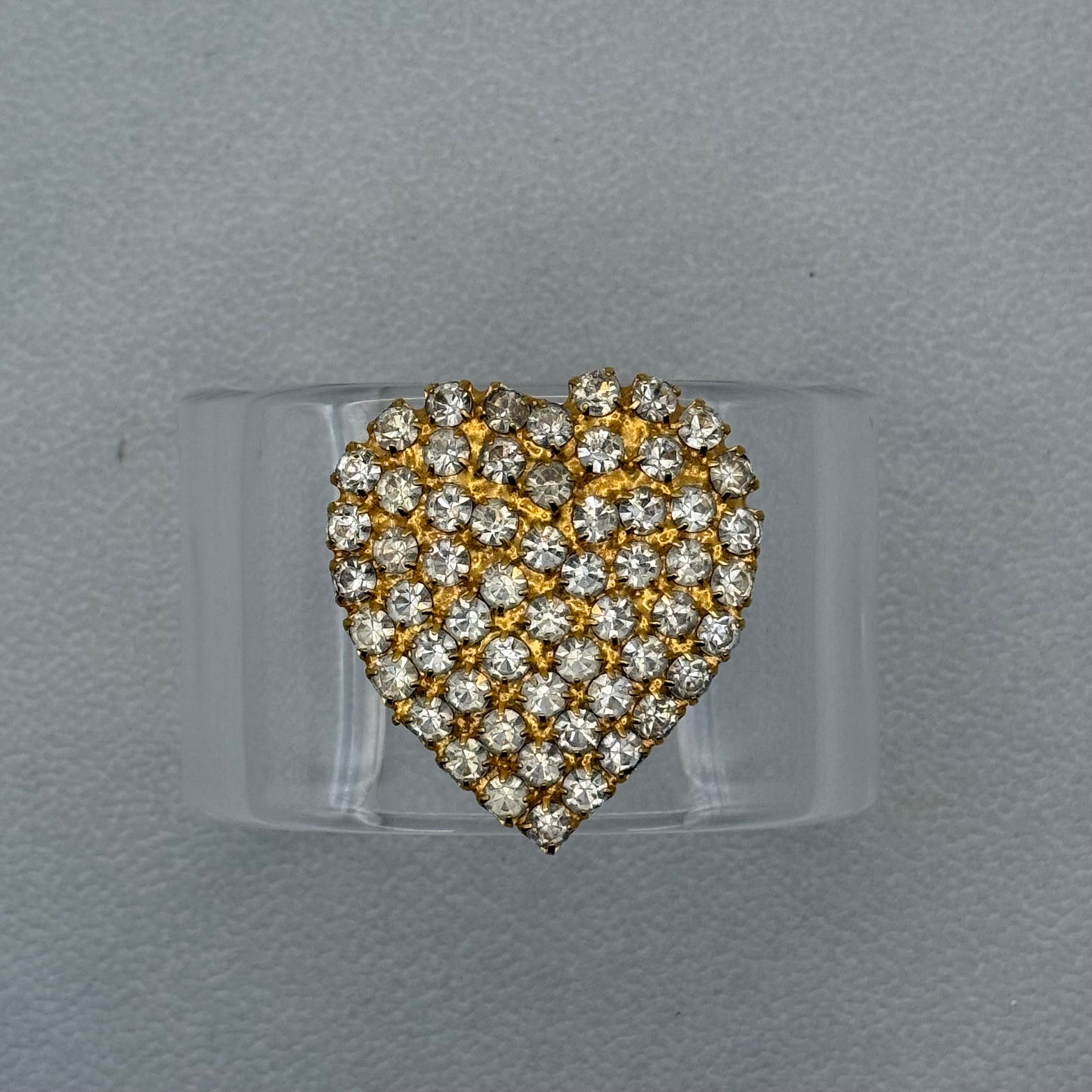 Crystal Heart Wide Acrylic Cuff (MD)