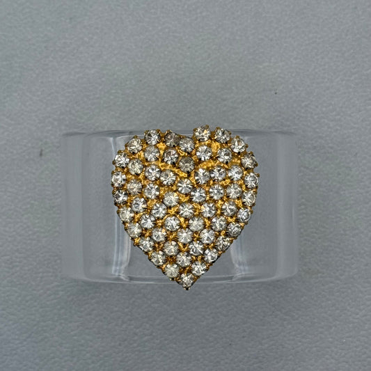 Crystal Heart Wide Acrylic Cuff (MD)