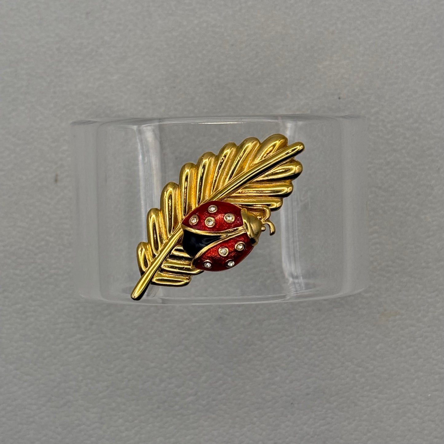 Ladybug on Leaf Wide Acrylic Cuff (MD)
