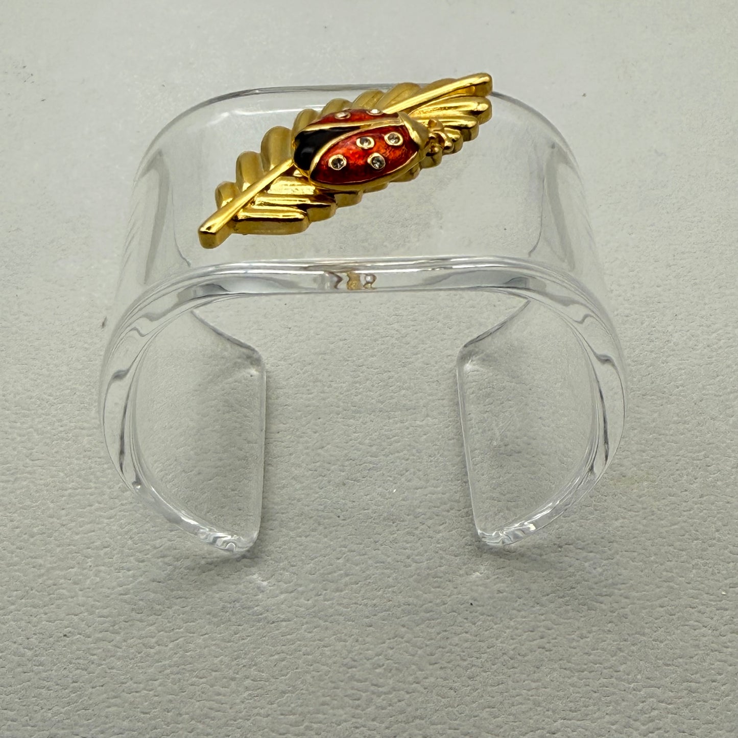 Ladybug on Leaf Wide Acrylic Cuff (MD)