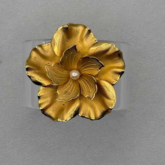 Layered Statement Flower Wide Acrylic Cuff (MD)