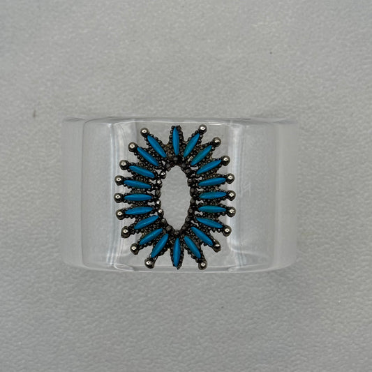Silvertone & Turquoise Wide Acrylic Cuff (MD)