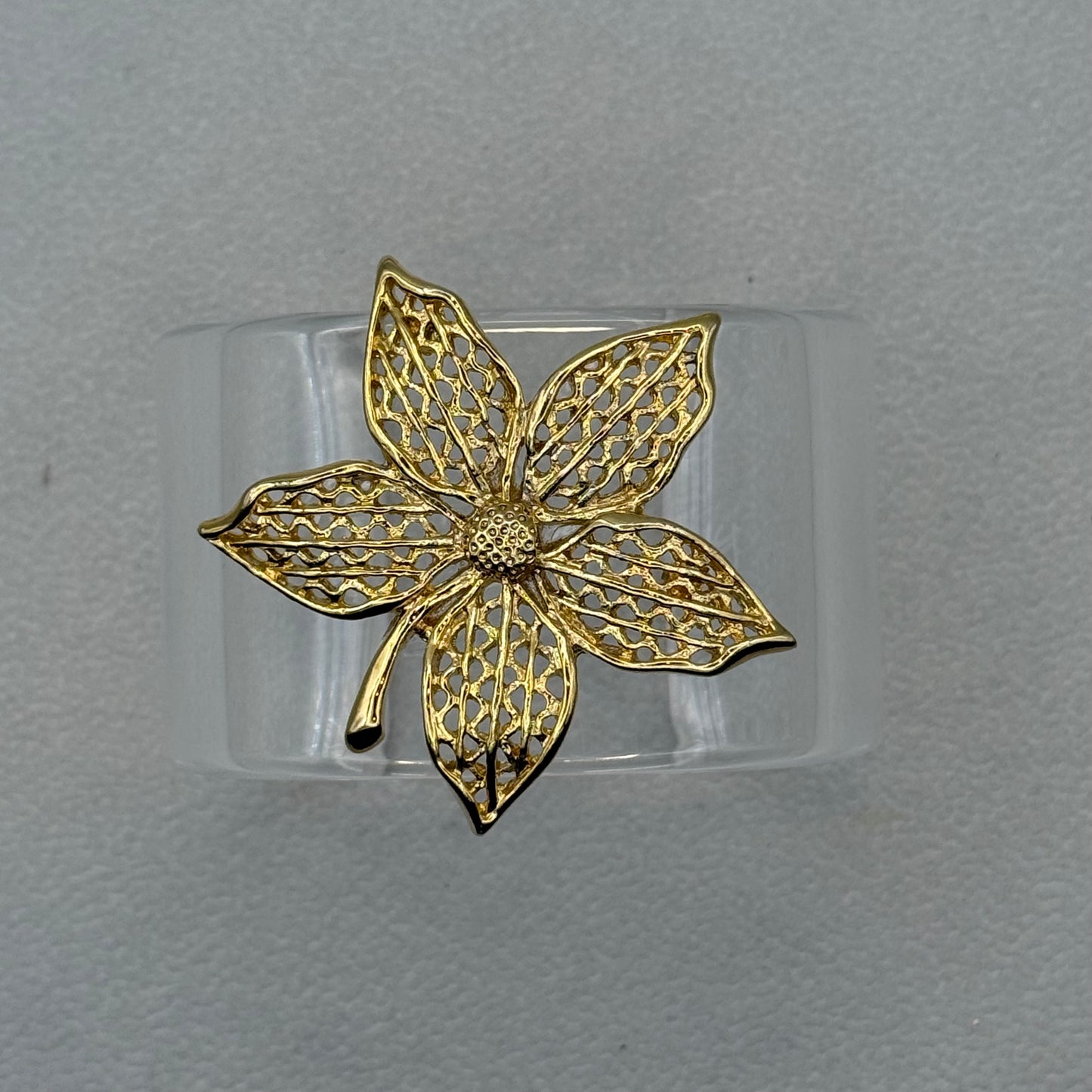 Openwork Goldtone Maple Leaf Wide Acrylic Cuff (MD)