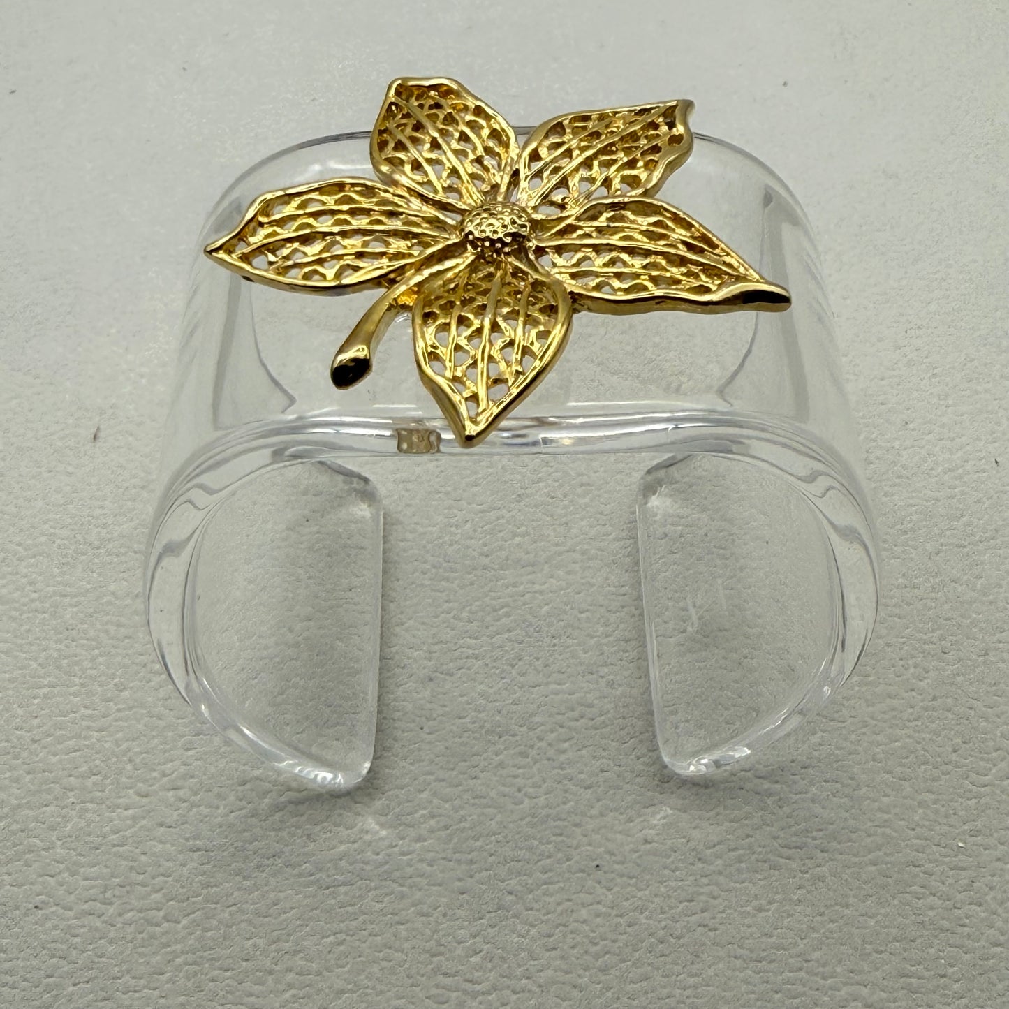 Openwork Goldtone Maple Leaf Wide Acrylic Cuff (MD)