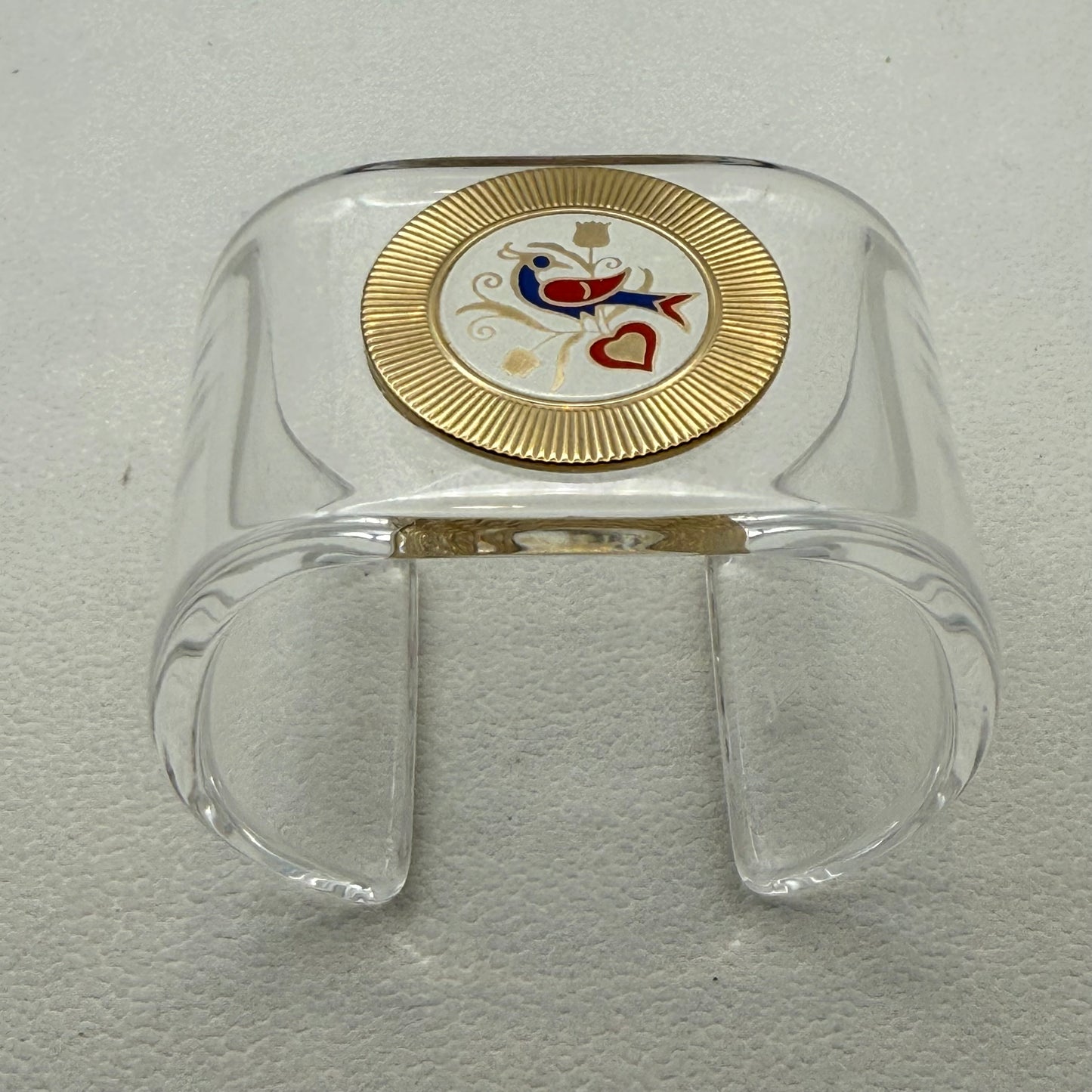 Scandinavian Folk Bird Enamel Wide Acrylic Cuff (MD)
