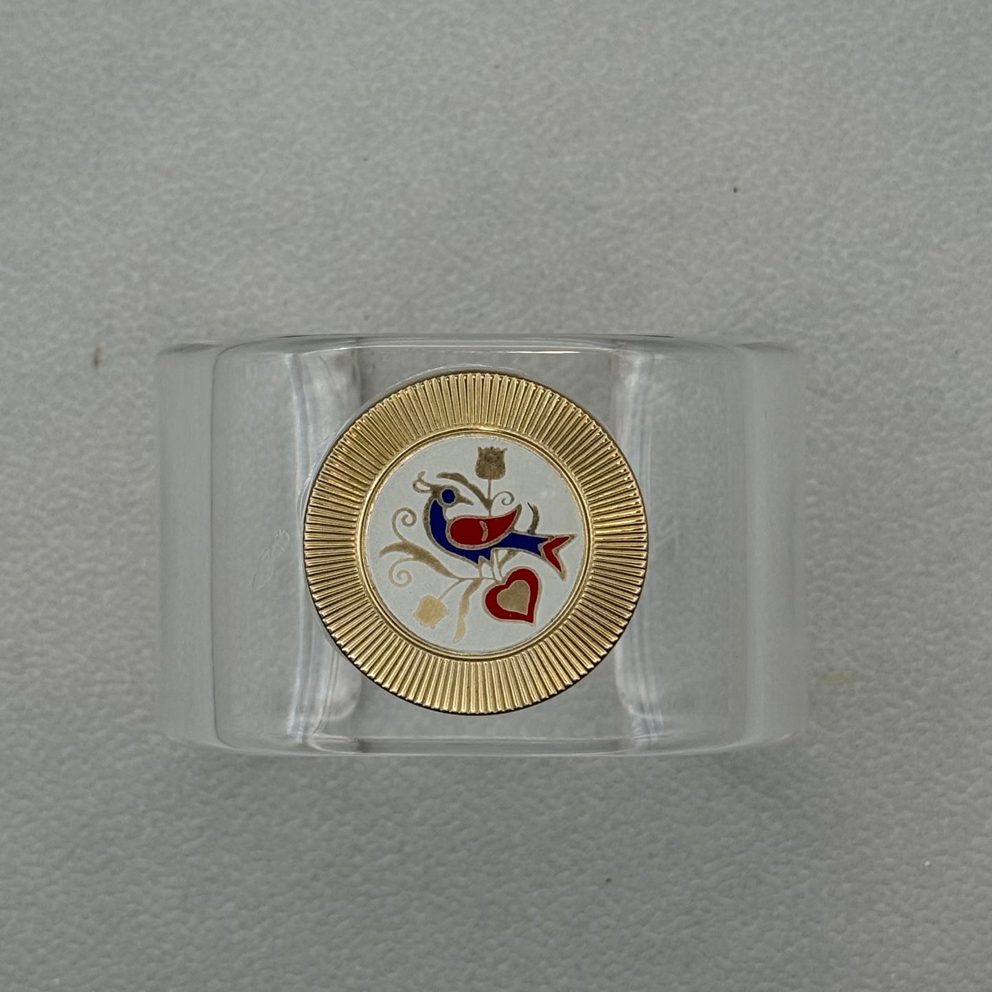 Scandinavian Folk Bird Enamel Wide Acrylic Cuff (MD)