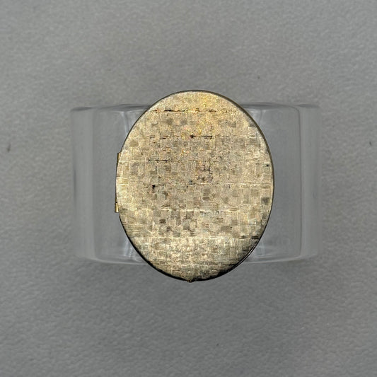 Golden Oval Locket Wide Acrylic Cuff (MD)