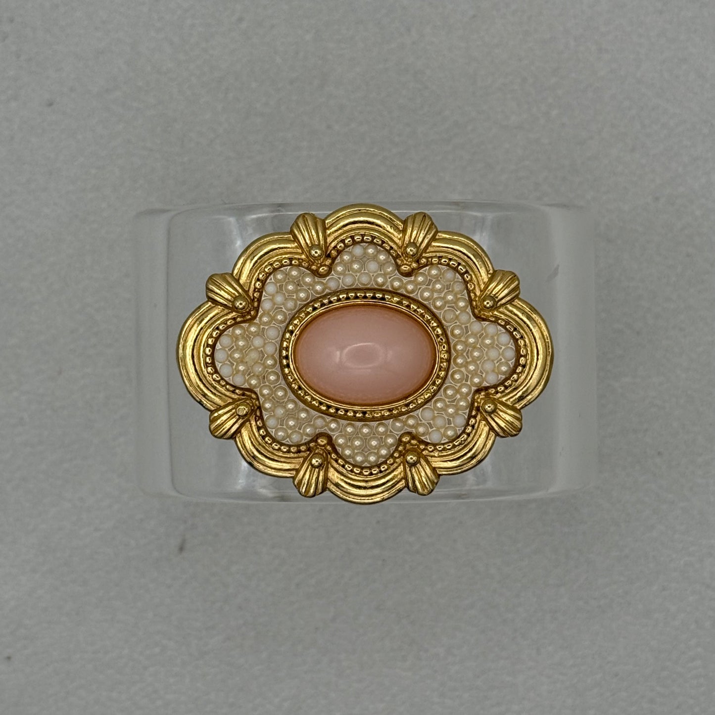 Pink Pearl Garden Wide Acrylic Cuff (SM)