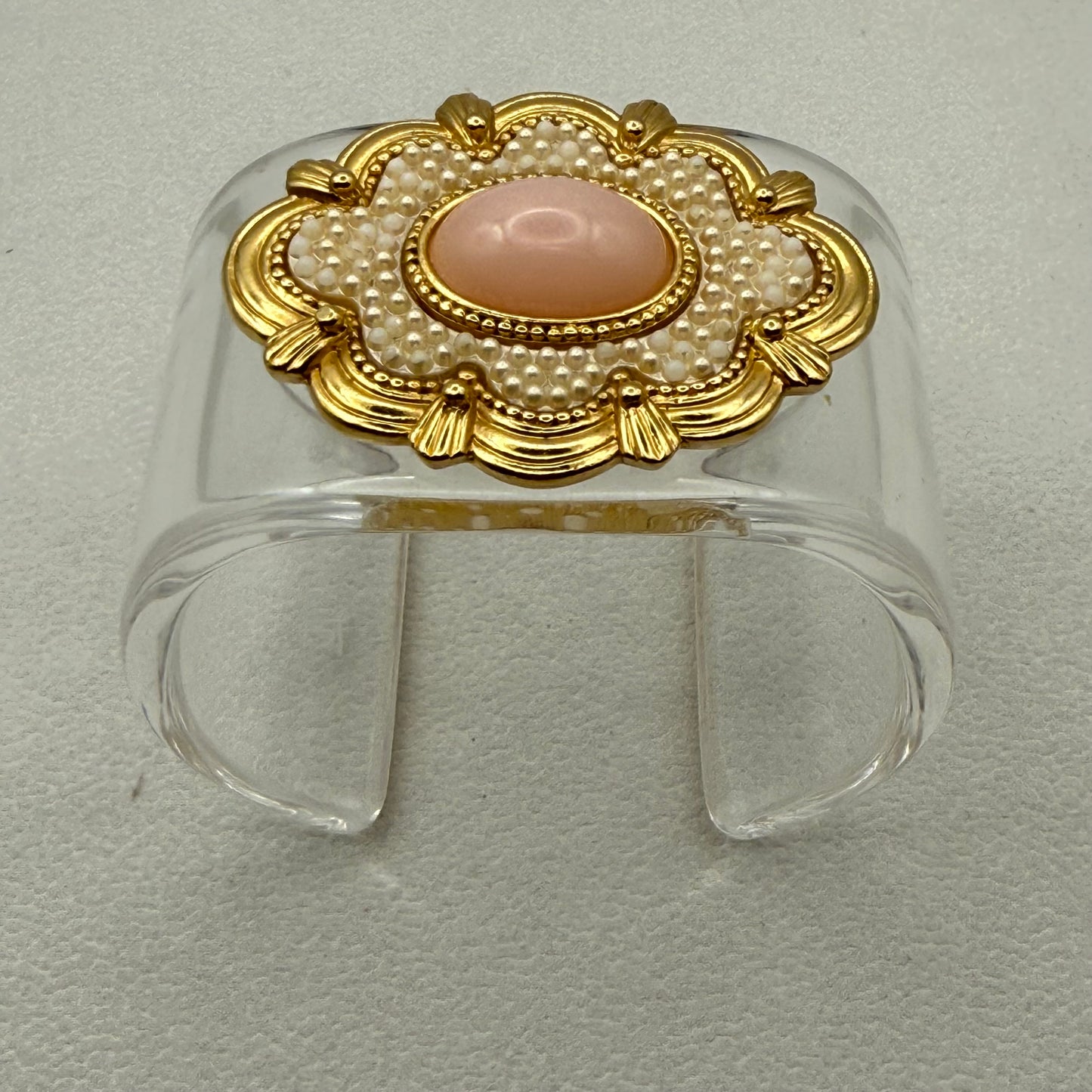 Pink Pearl Garden Wide Acrylic Cuff (SM)