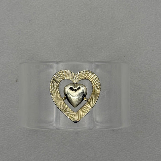 Double Heart Wide Acrylic Cuff (MD)