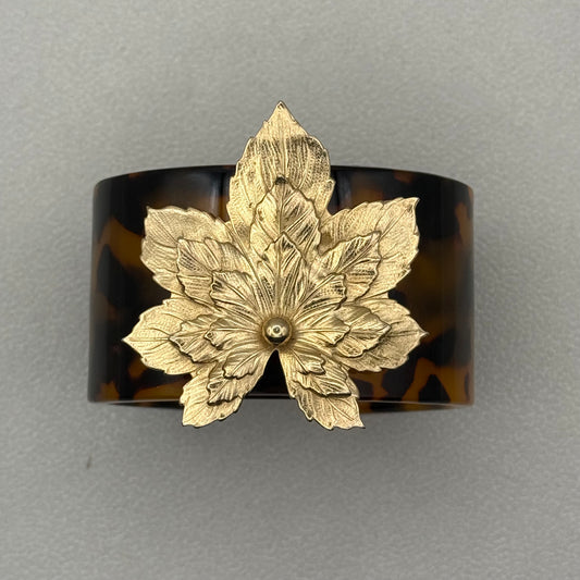 Triple Maple Leaf Tortoise Wide Acrylic Cuff (MD)
