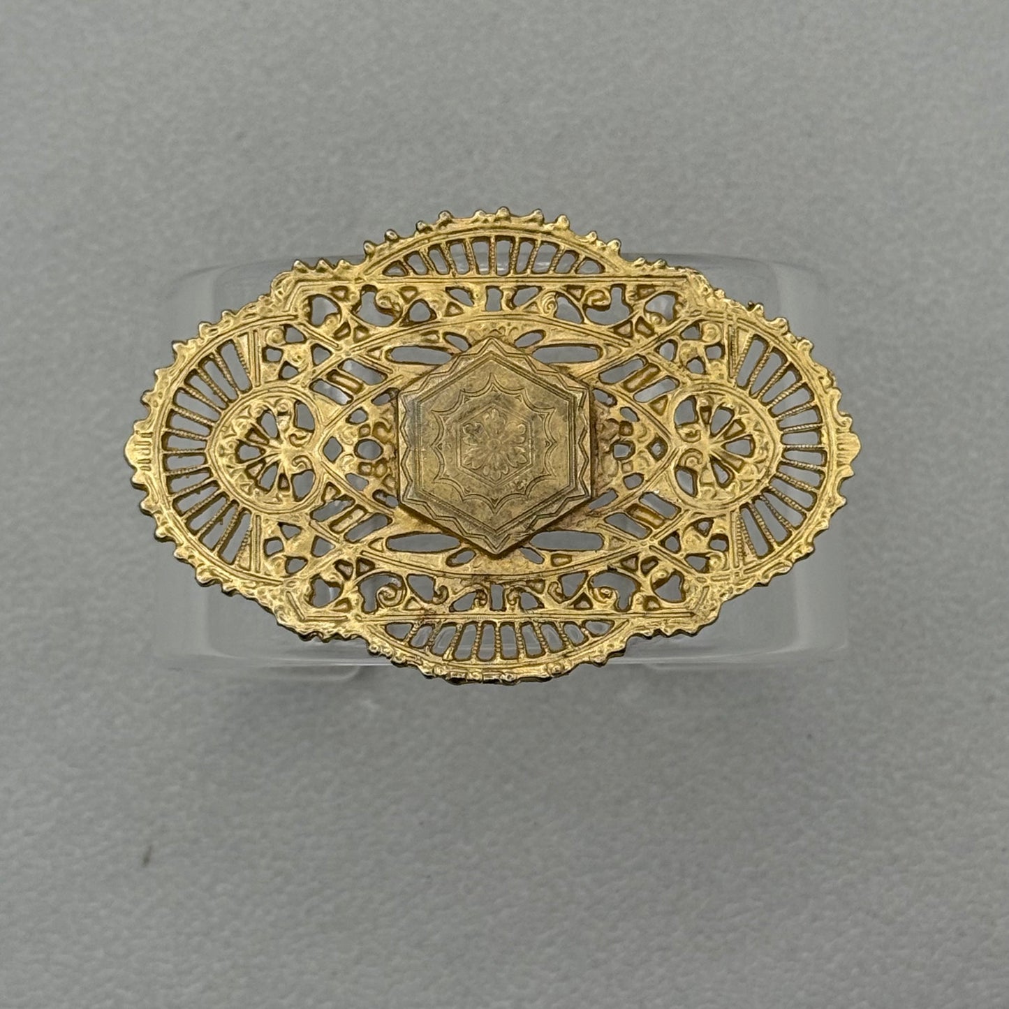 Statement Filigree Oval Wide Acrylic Cuff (LG)